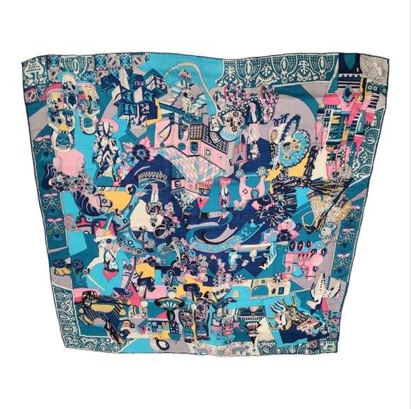 RARE Hermes Shawl Zabavushka 50" x 50" - Picture 2 of 16